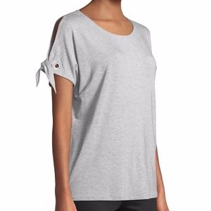 Carmen Marc Valvo Small Gray Cold Shoulder Top
